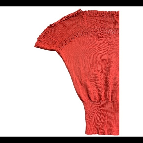ANTHROPOLOGIE Yoana Baraschi Baubled Fan Sweater Rust Red/Burnt Orange Sz Small - Picture 10 of 16